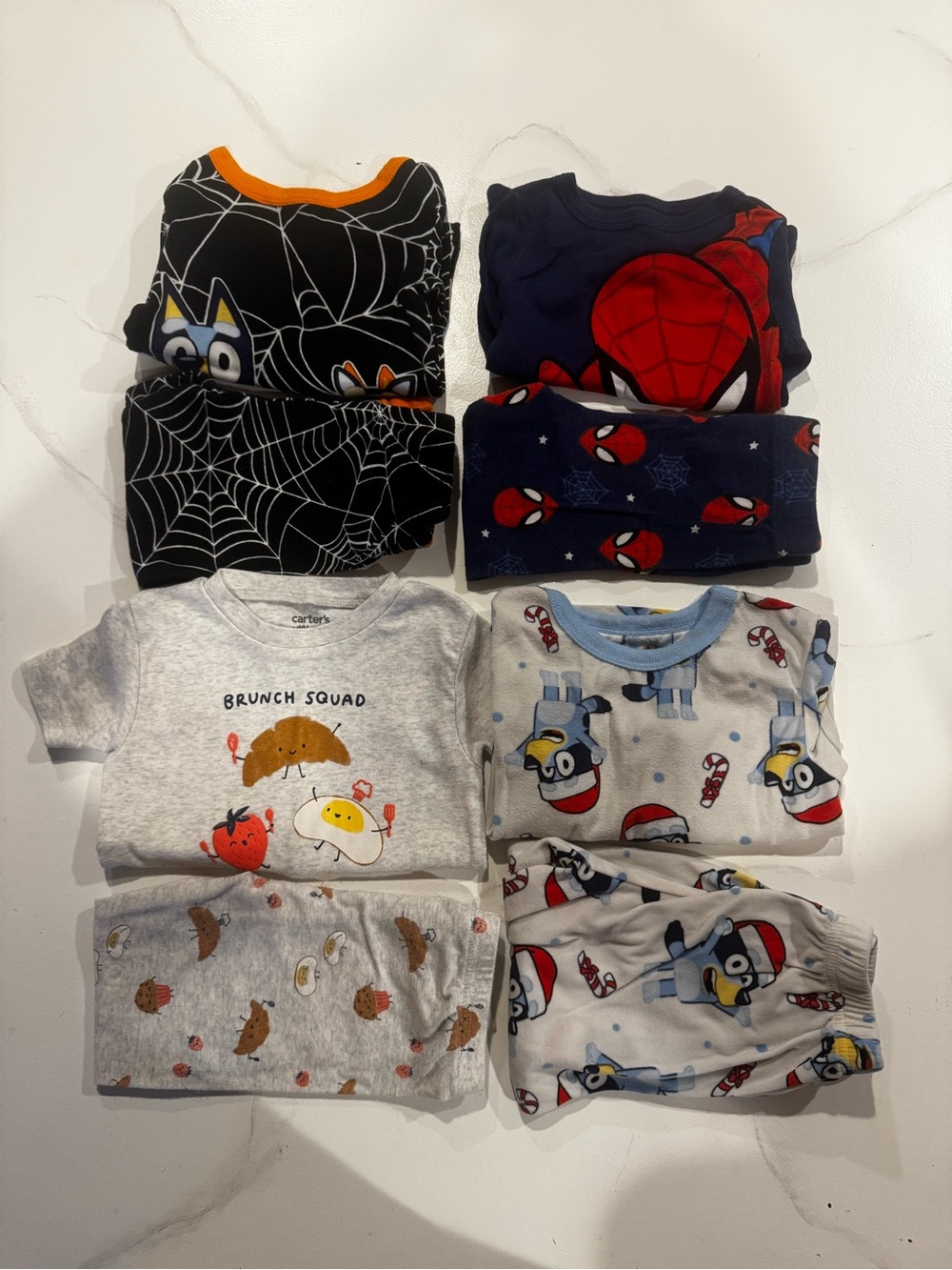 Kids Pajama Set - Brunch Squad & Character Prints, Gray & Navy